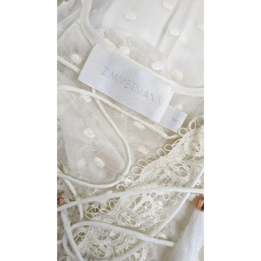 Zimmermann Oleander Lattice Playsuit Silk Size 1 / 10 - Picture 16 of 16